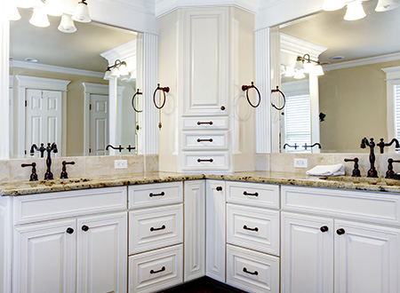 Cornered bathroom vanities