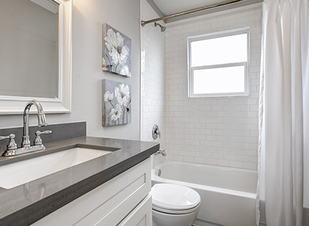 Guest bathroom with single vanity