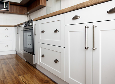 White cabinets in kitchen