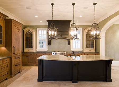 High-end kitchen with wood cabinets