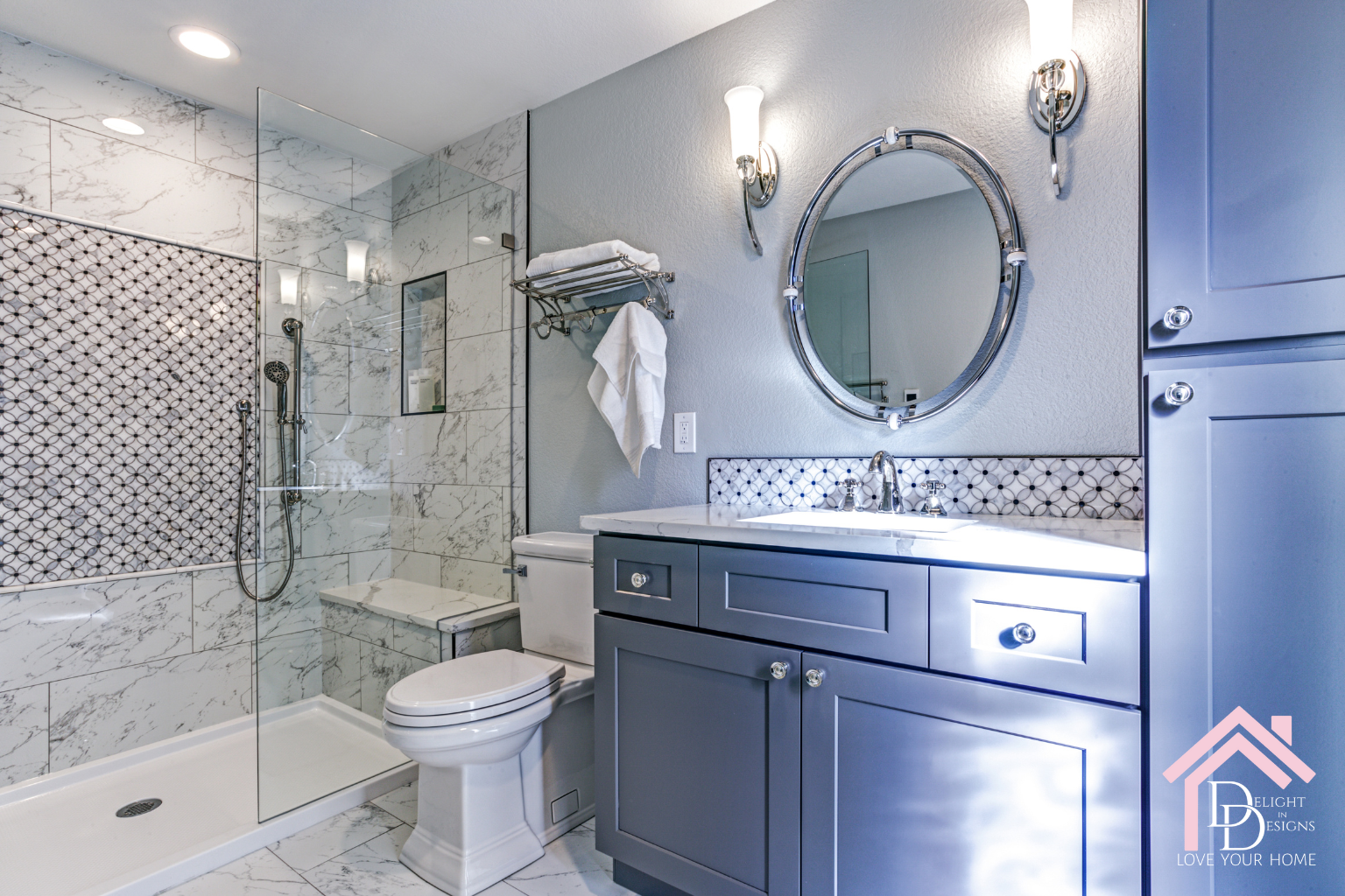 Doorless shower bathroom renovation