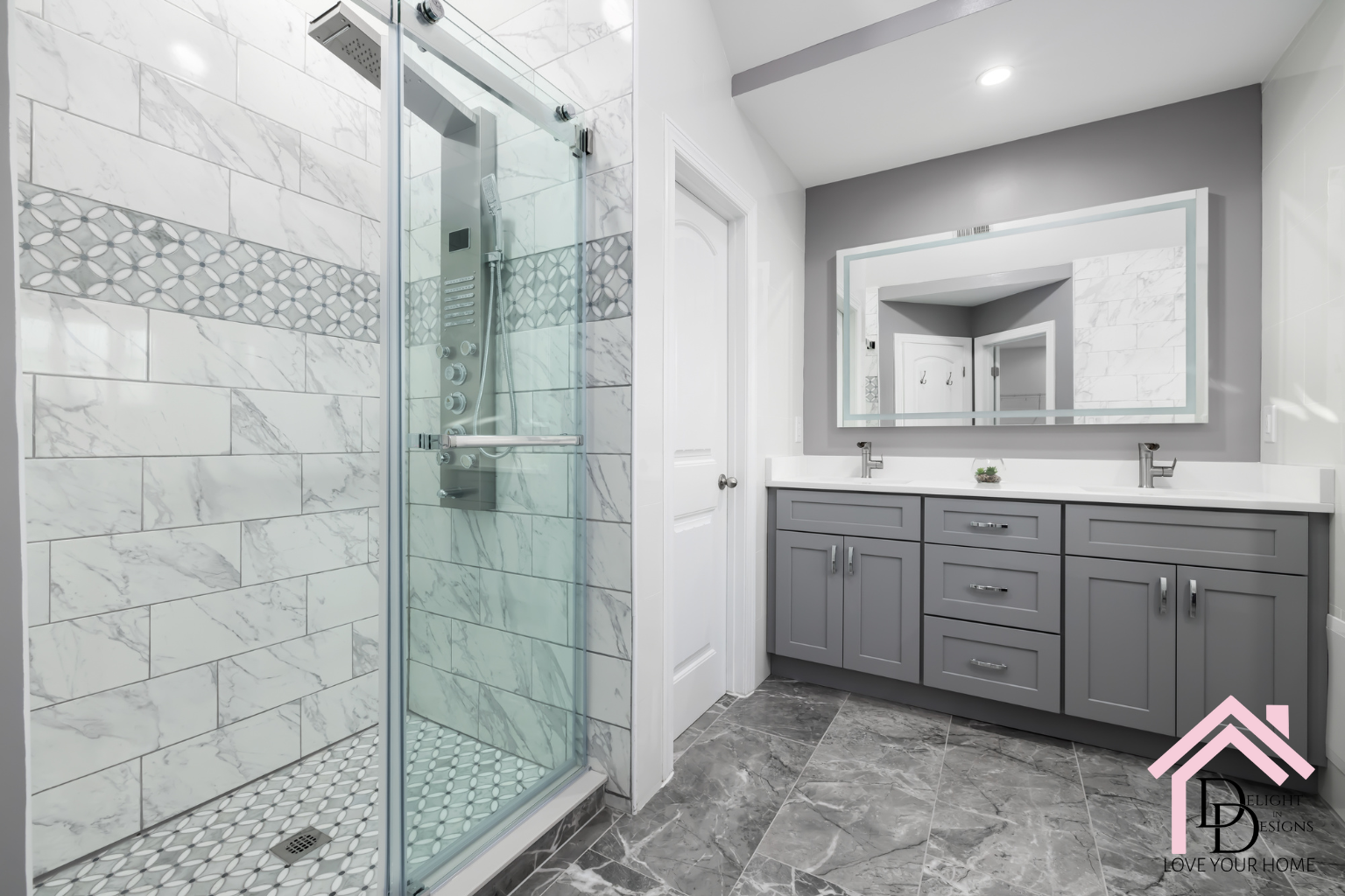 rainforest shower bathroom renovation