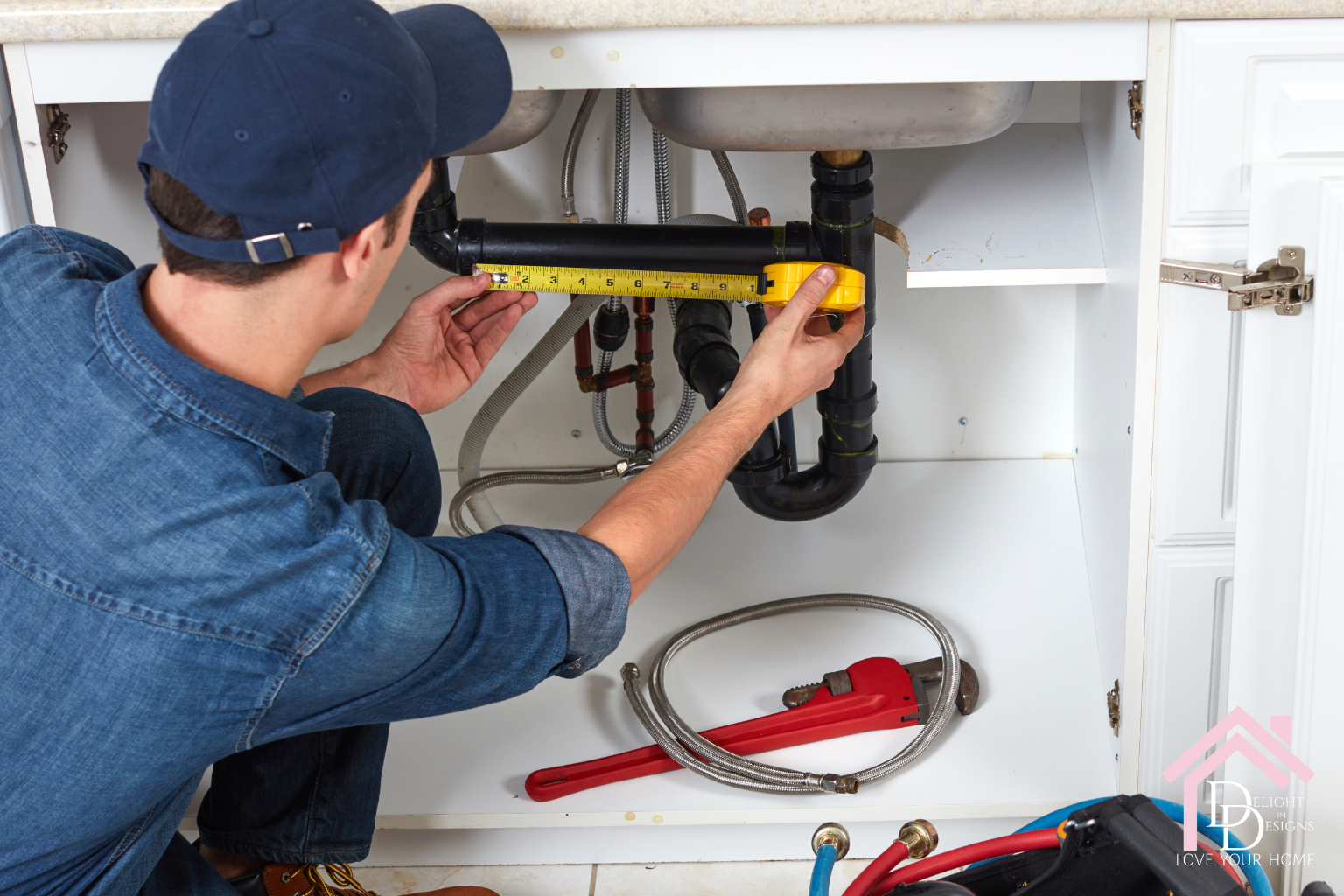 a plumber going under a kitchen sink remodeling blunders